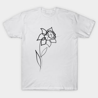 Daffodil Flower Minimal art | One Line Drawing | One Line Art T-Shirt